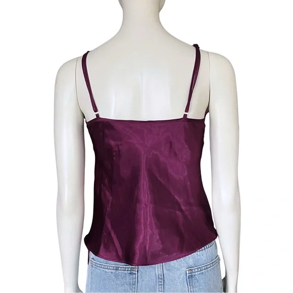 Vintage Y2K Maroon Purple Satin Cami Going Out Top Lace Small Fairycore Lingerie - Picture 4 of 9